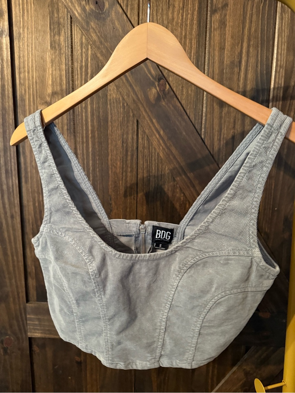 BDG Sage Green Corduroy Crop Top